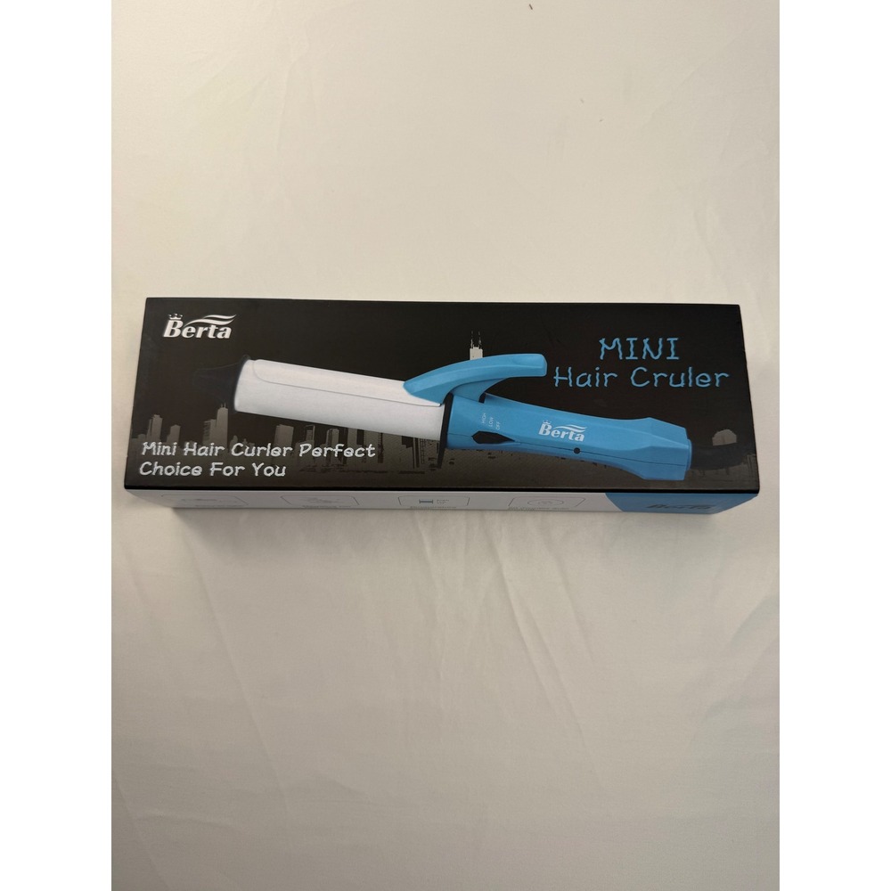 Berta‎ Mini Hair Curler Ceramic Travel Iron Blue Negative Ion Auto Shut Off